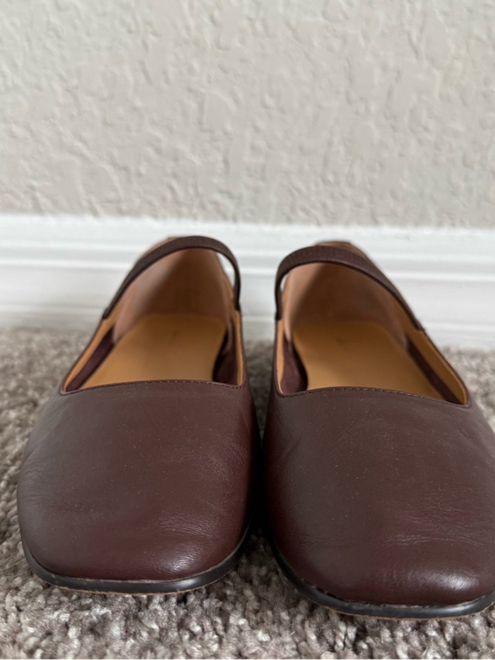 Madewell The Greta Ballet Flat in Coffee Bean Size 6.5 Preppy Leather Square Toe - Picture 4 of 6
